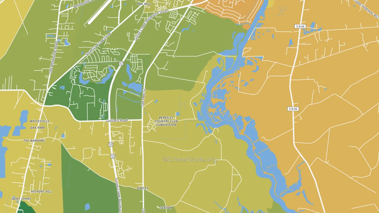 Oakley, SC Map of Robbery Rates