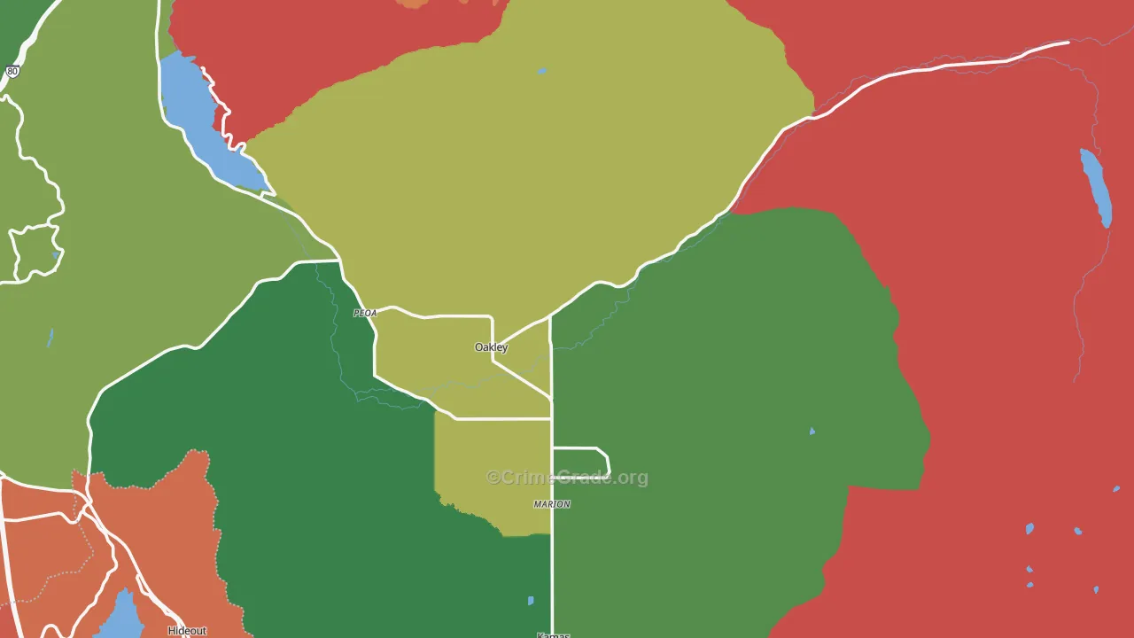 Oakley, UT Map of Robbery Rates