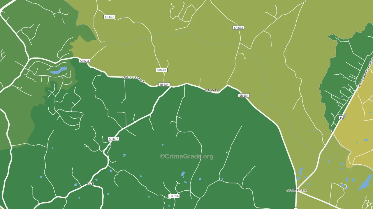 Oakpark, VA Map of Robbery Rates