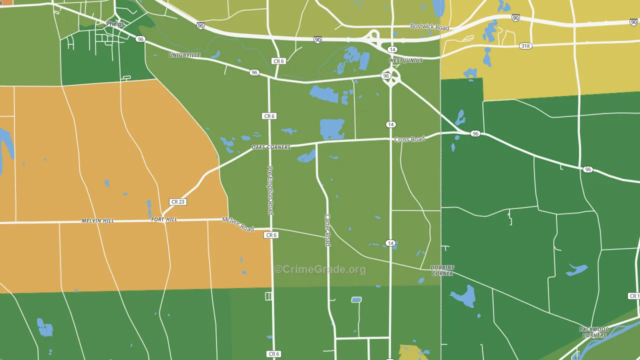 Oaks Corners, NY Map of Robbery Rates