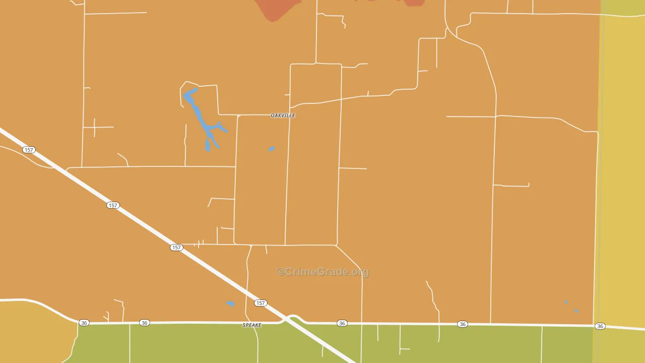 Oakville, AL Map of Robbery Rates