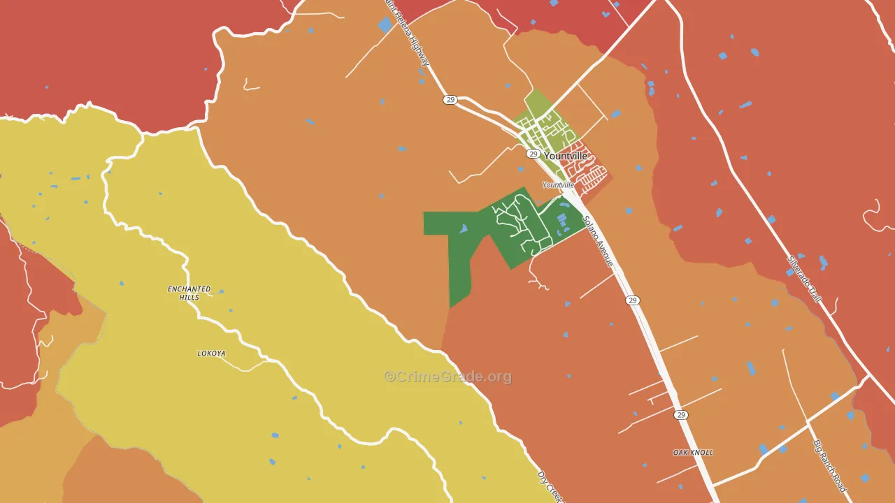 Oakville, CA Map of Robbery Rates
