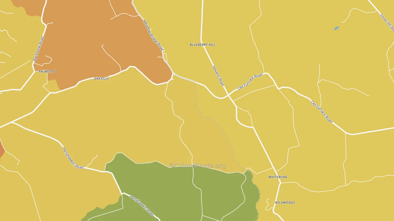 Oakville, MD Map of Robbery Rates