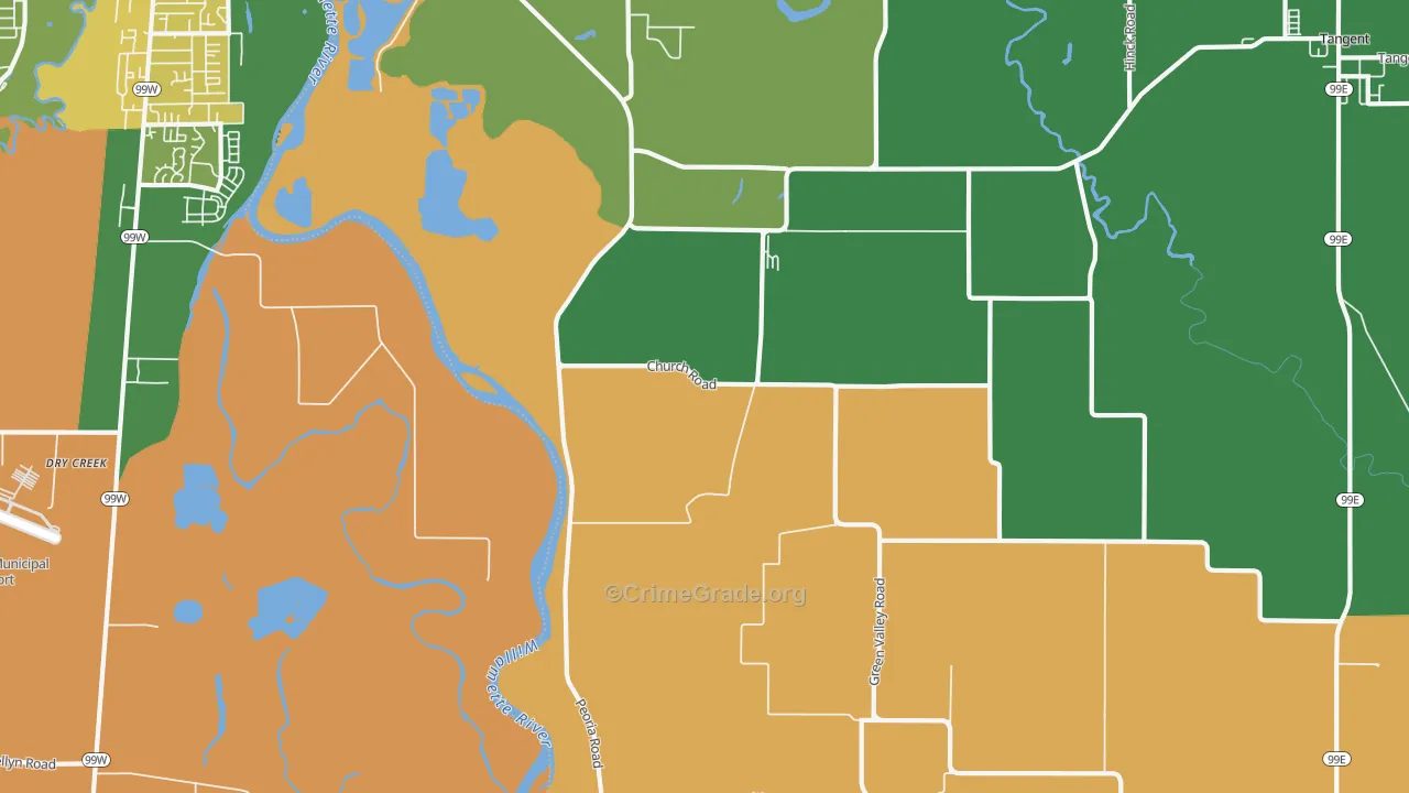 Oakville, OR Map of Robbery Rates