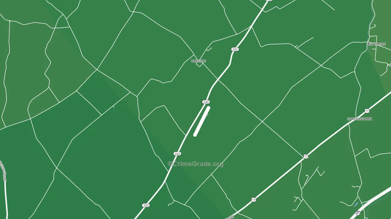 Oakville, PA Map of Robbery Rates