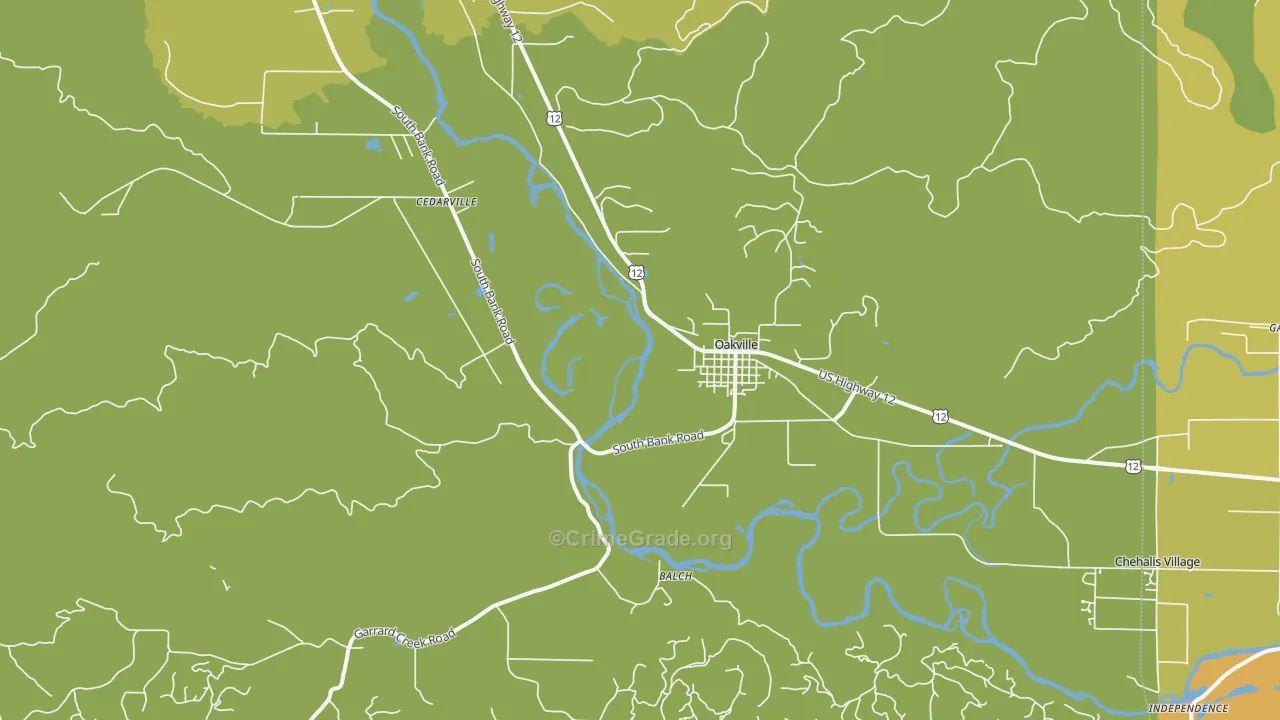 Oakville, WA Map of Robbery Rates