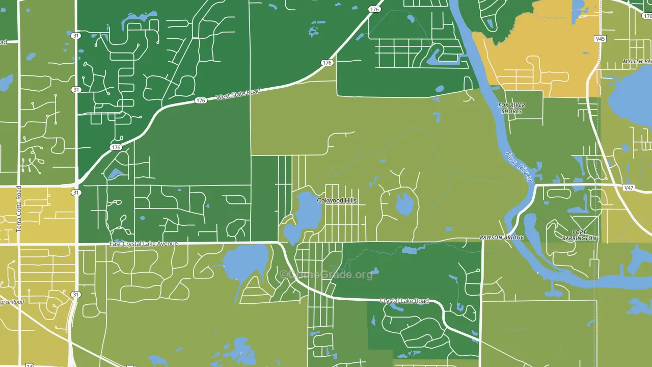 Oakwood Hills, IL Map of Robbery Rates