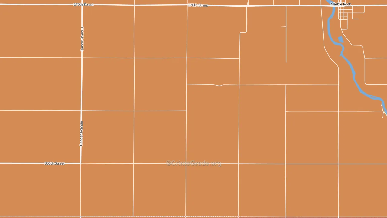 Oakwood, IA Map of Robbery Rates