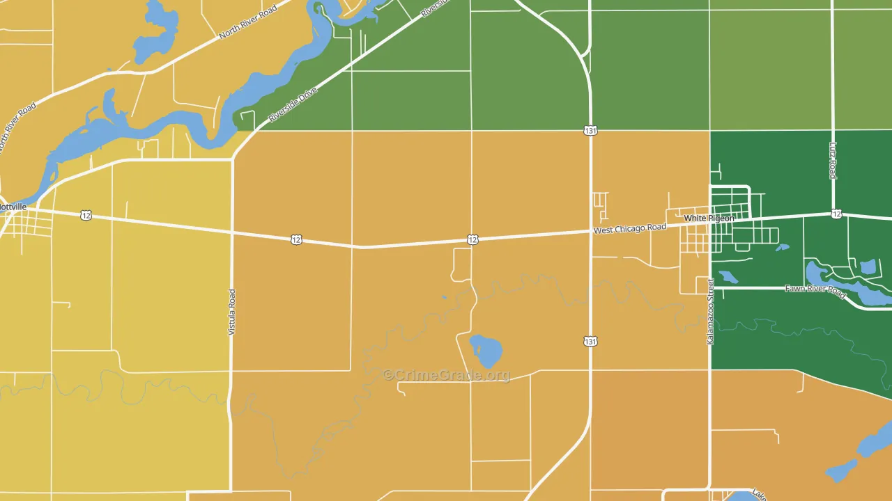 Oakwood, MI Map of Robbery Rates