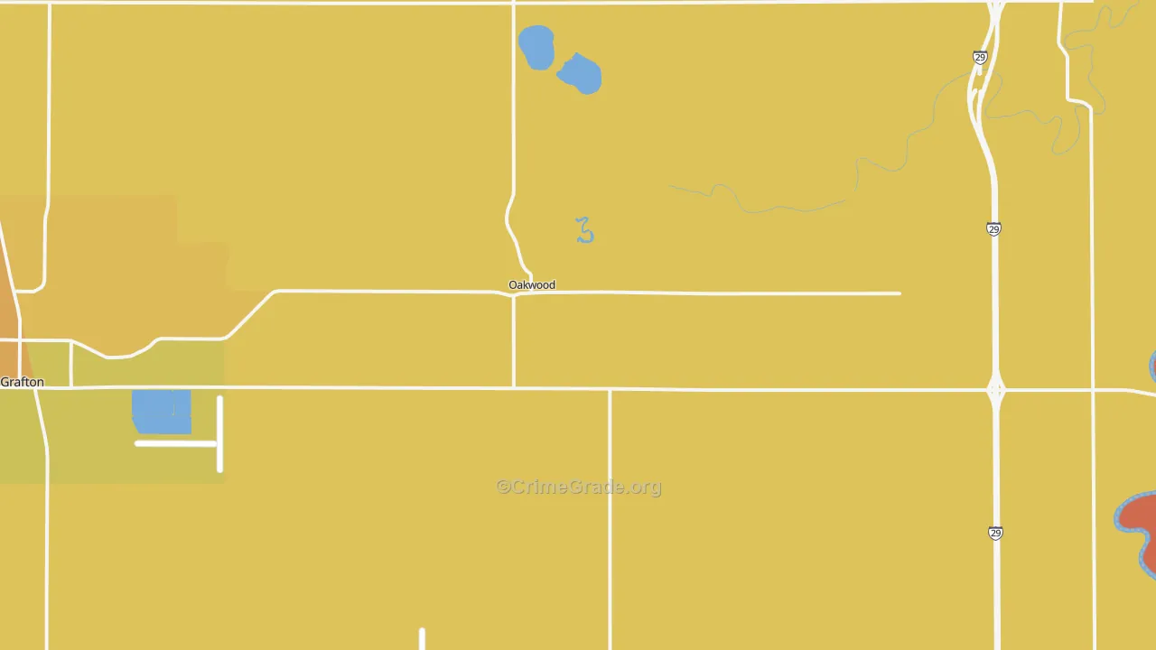 Oakwood, ND Map of Robbery Rates