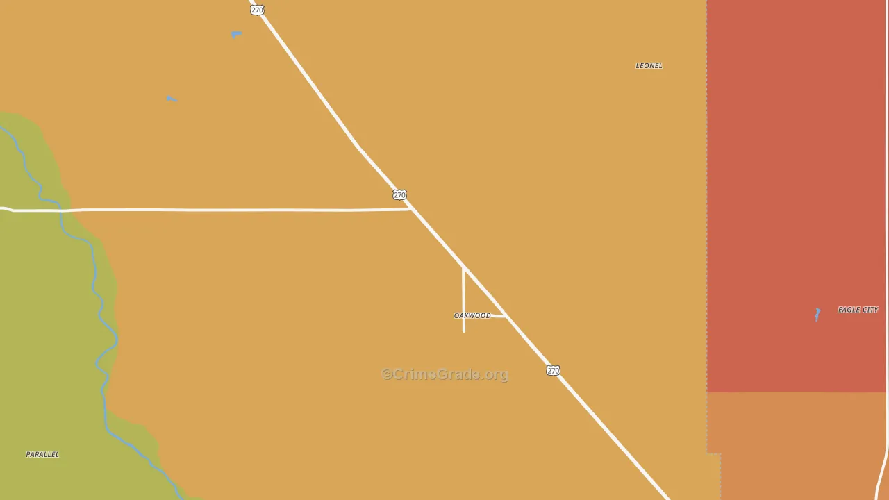Oakwood, OK Map of Robbery Rates
