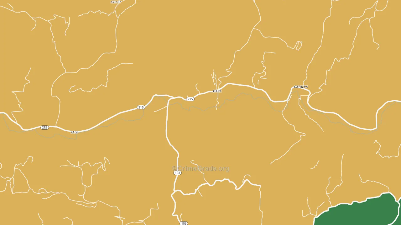 Oark, AR Map of Robbery Rates