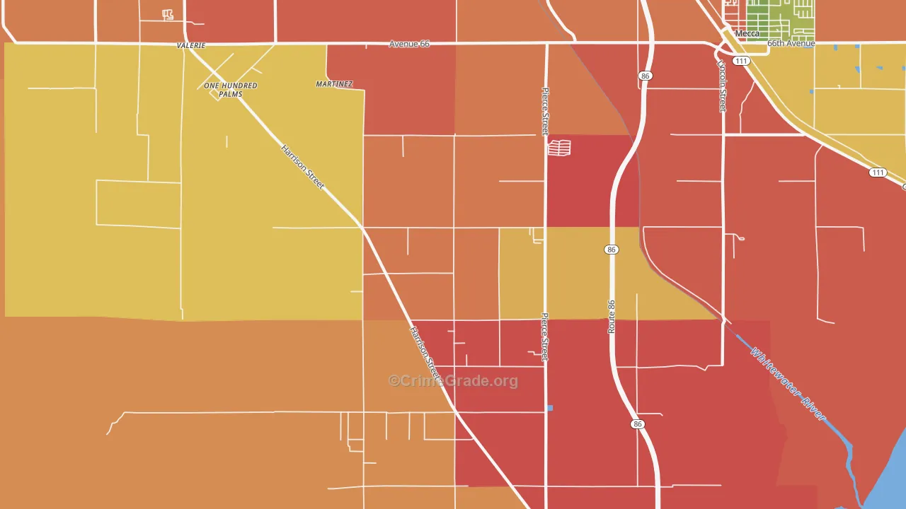 Oasis, CA Map of Robbery Rates