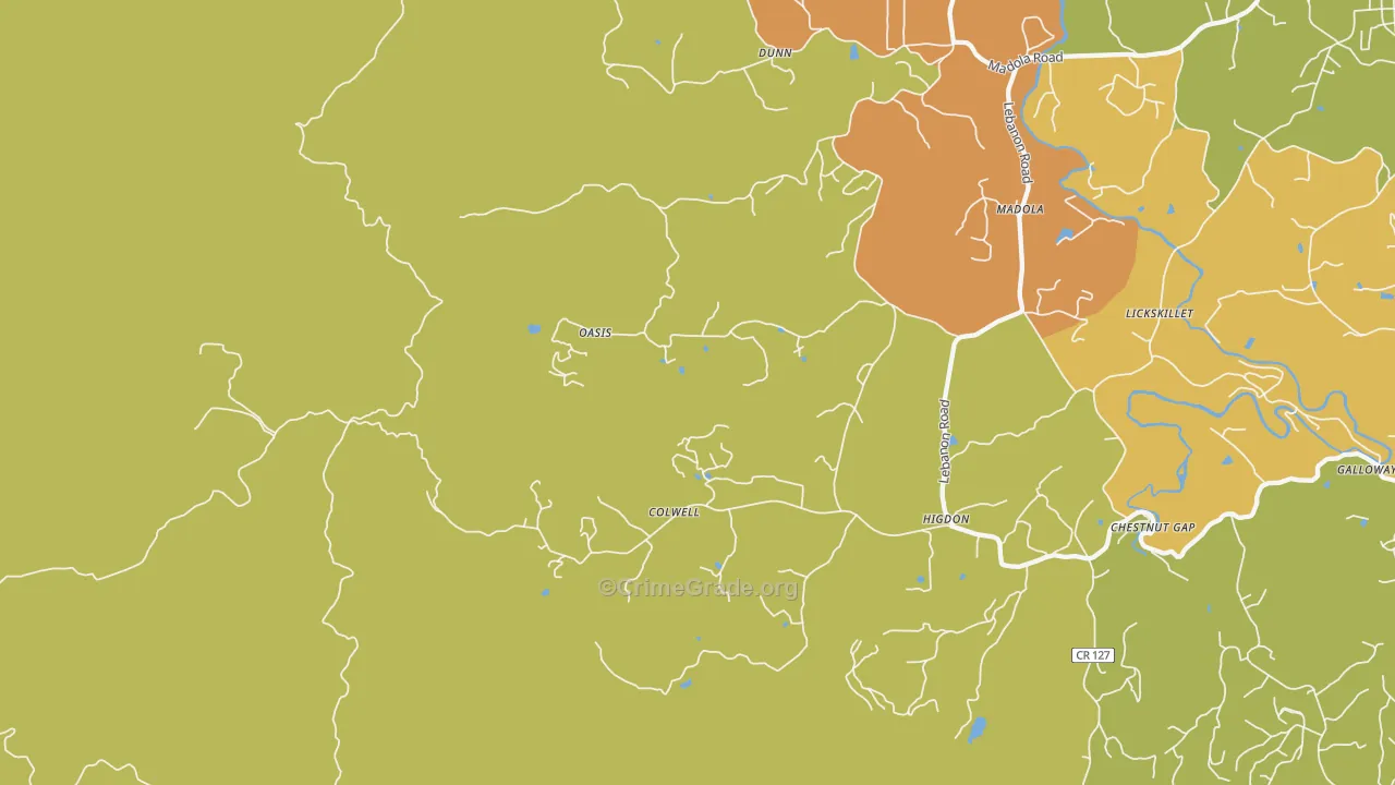 Oasis, GA Map of Robbery Rates