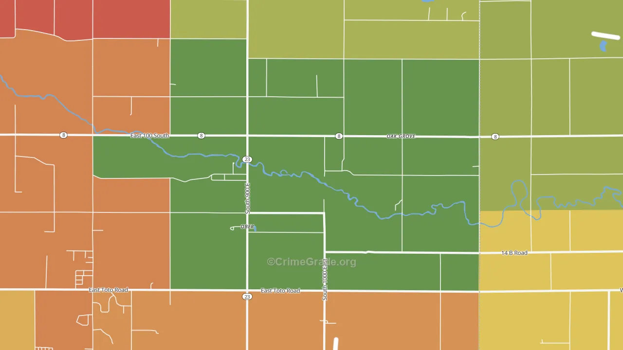 Ober, IN Map of Robbery Rates