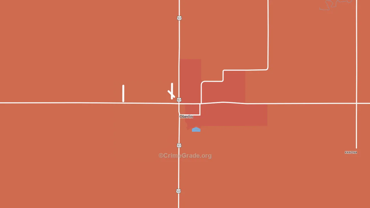 Oberlin, KS Map of Robbery Rates