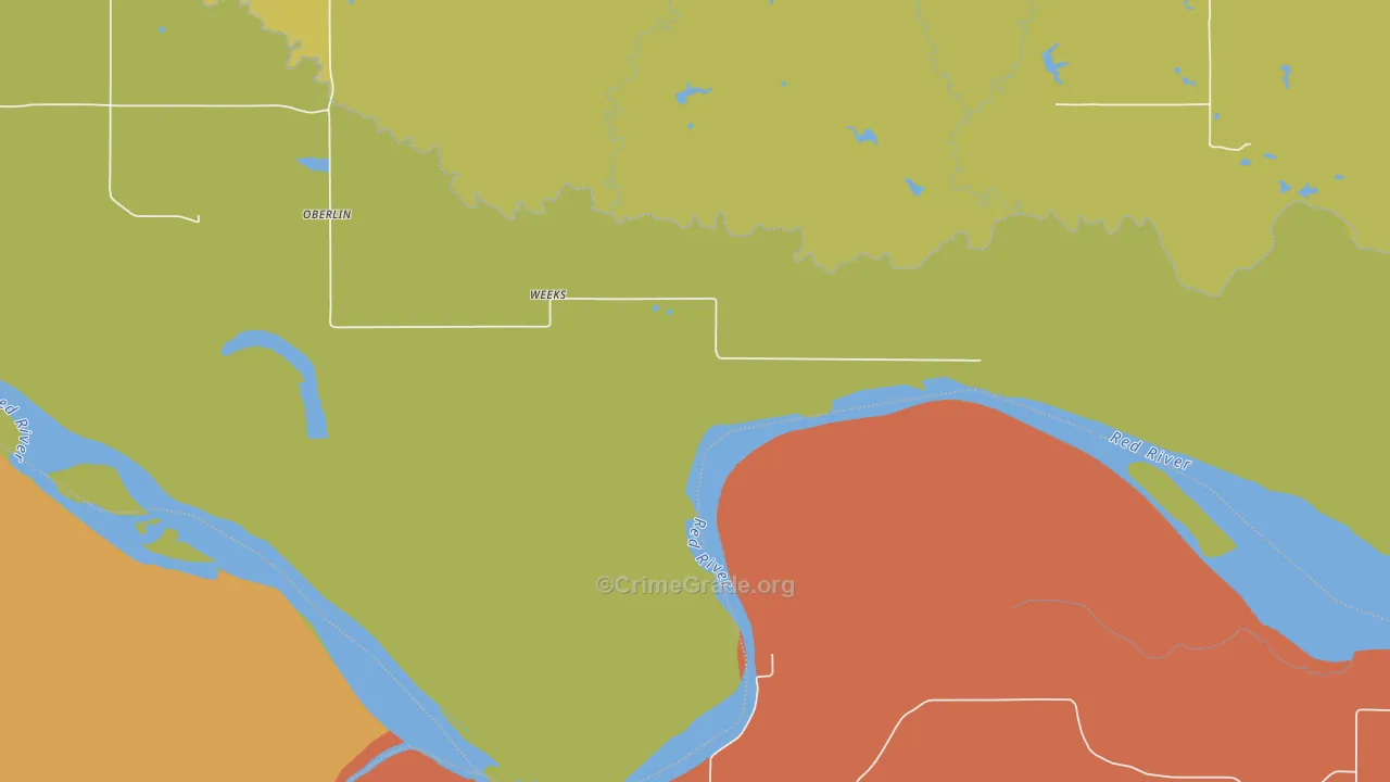 Oberlin, OK Map of Robbery Rates