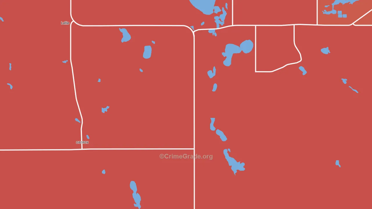 Oberon, ND Map of Robbery Rates