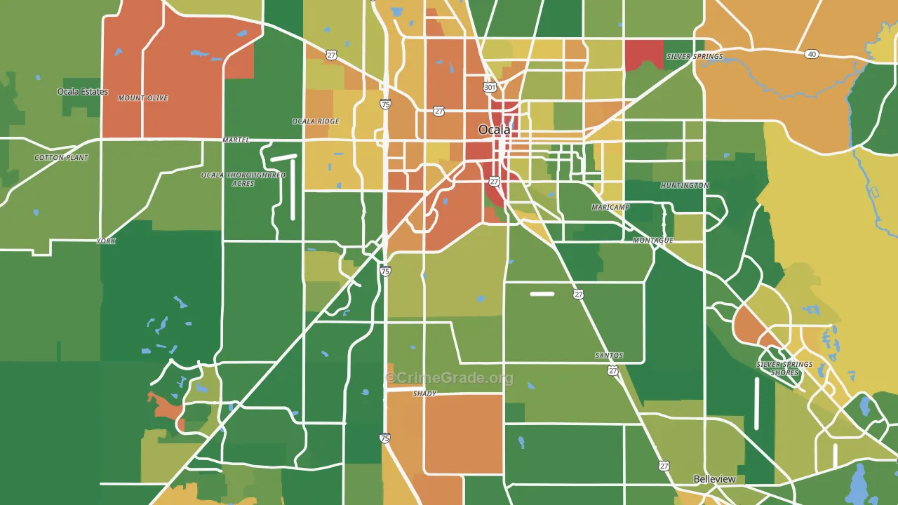 Ocala, FL Map of Robbery Rates