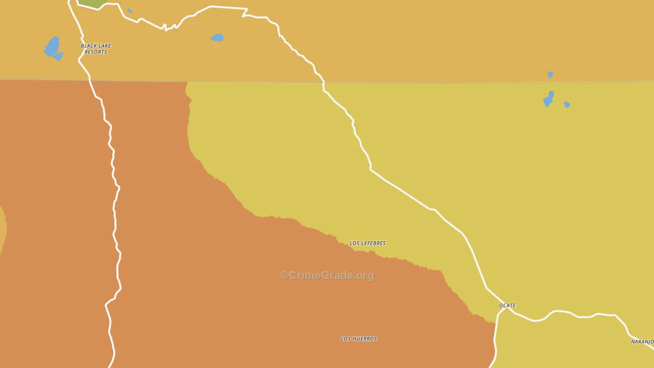 Ocate, NM Map of Robbery Rates