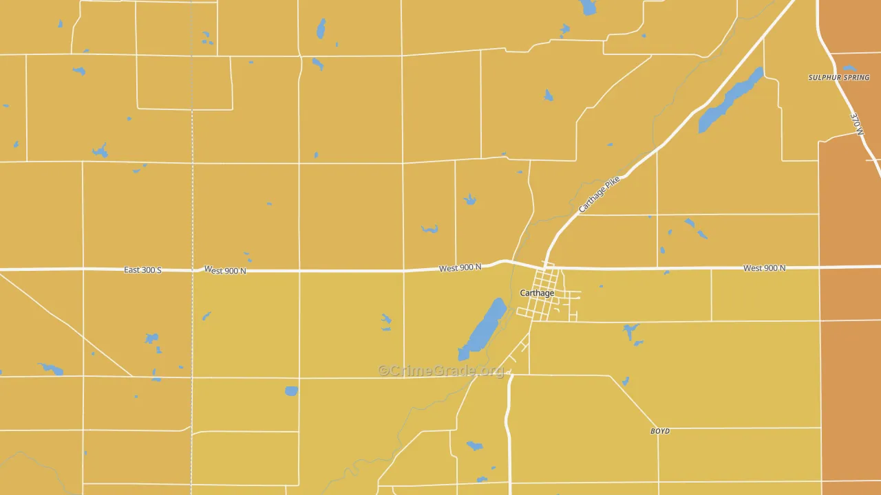 Occident, IN Map of Robbery Rates