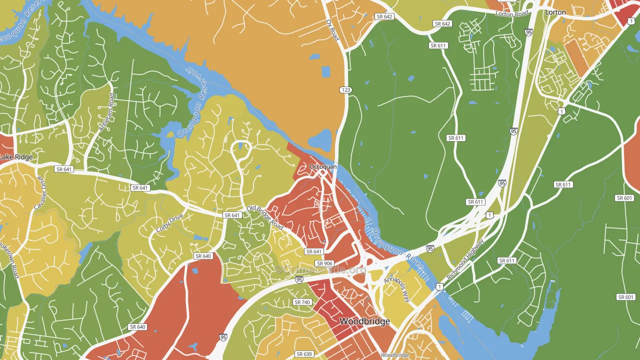 Occoquan, VA Map of Robbery Rates