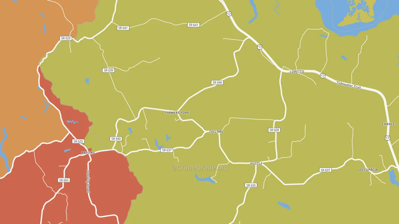 Occupacia, VA Map of Robbery Rates