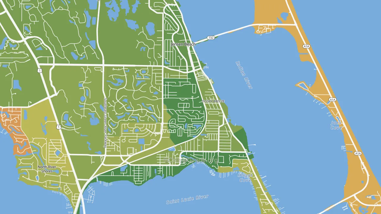 Ocean Breeze Park, FL Map of Robbery Rates