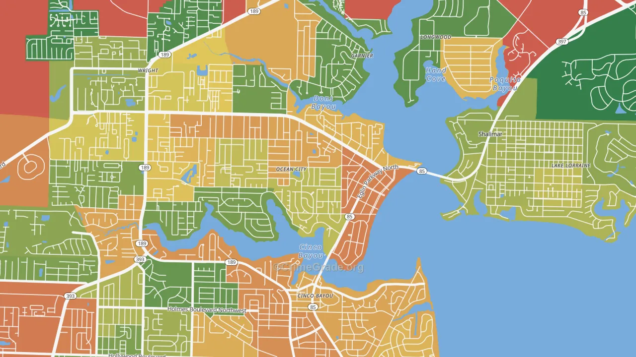 Ocean City, FL Map of Robbery Rates