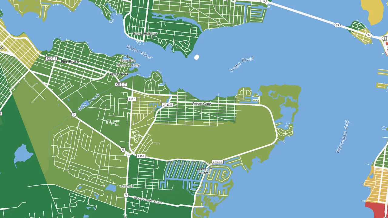 Ocean Gate, NJ Map of Robbery Rates