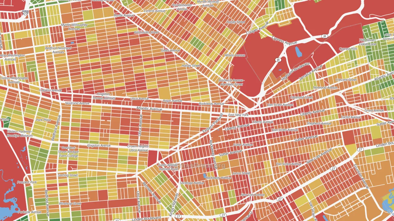 Ocean Hill, Brooklyn, NY Map of Robbery Rates