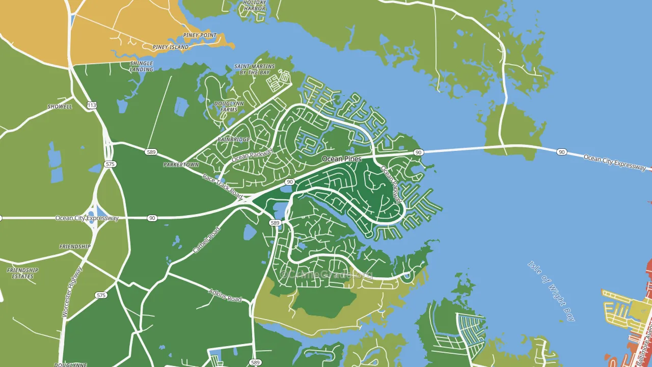 Ocean Pines, MD Map of Robbery Rates