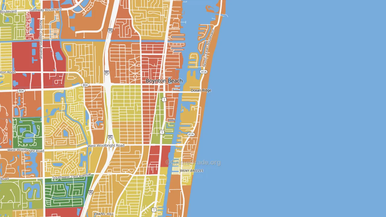 Ocean Ridge, FL Map of Robbery Rates