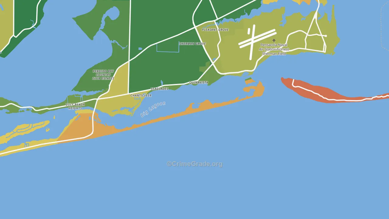 Ocean Springs, FL Map of Robbery Rates