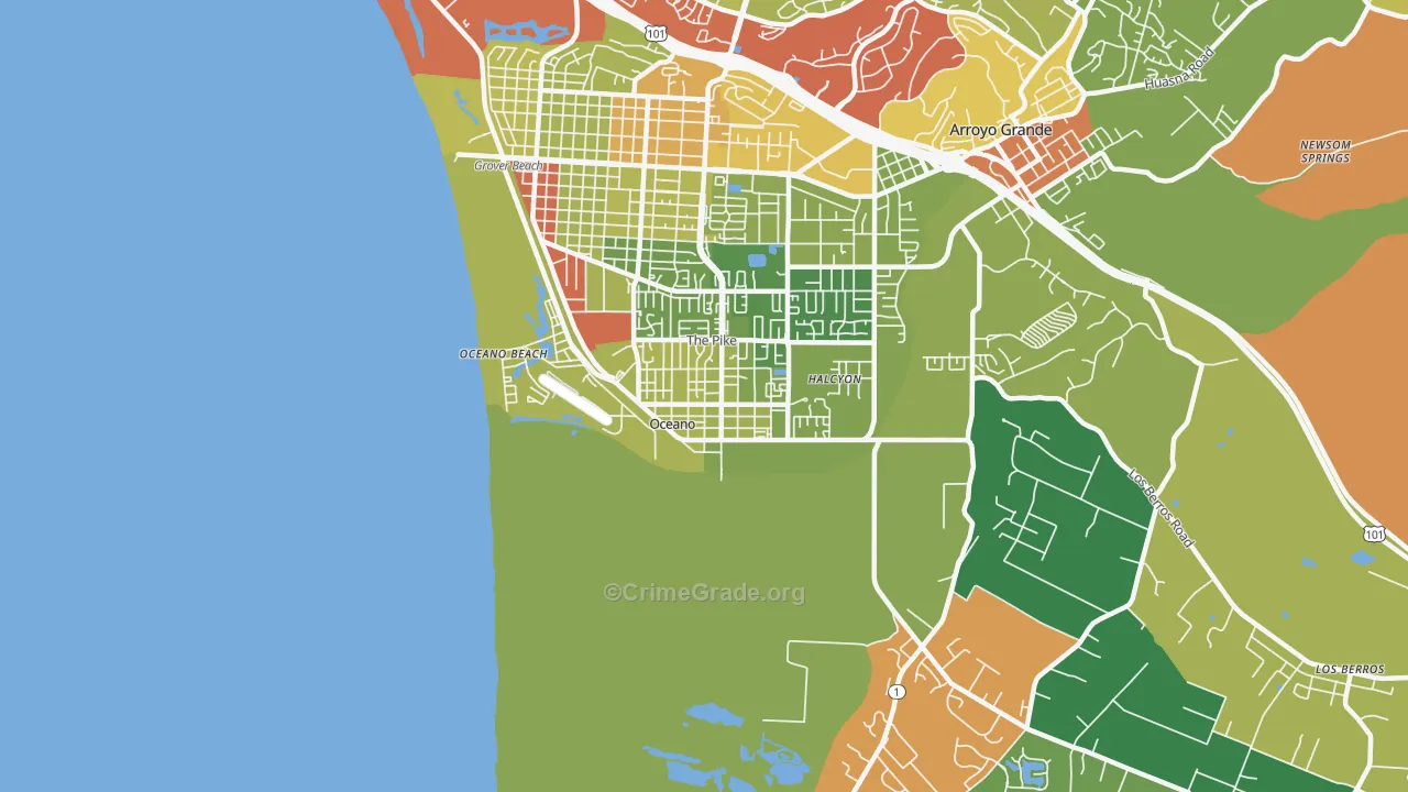 Oceano, CA Map of Robbery Rates