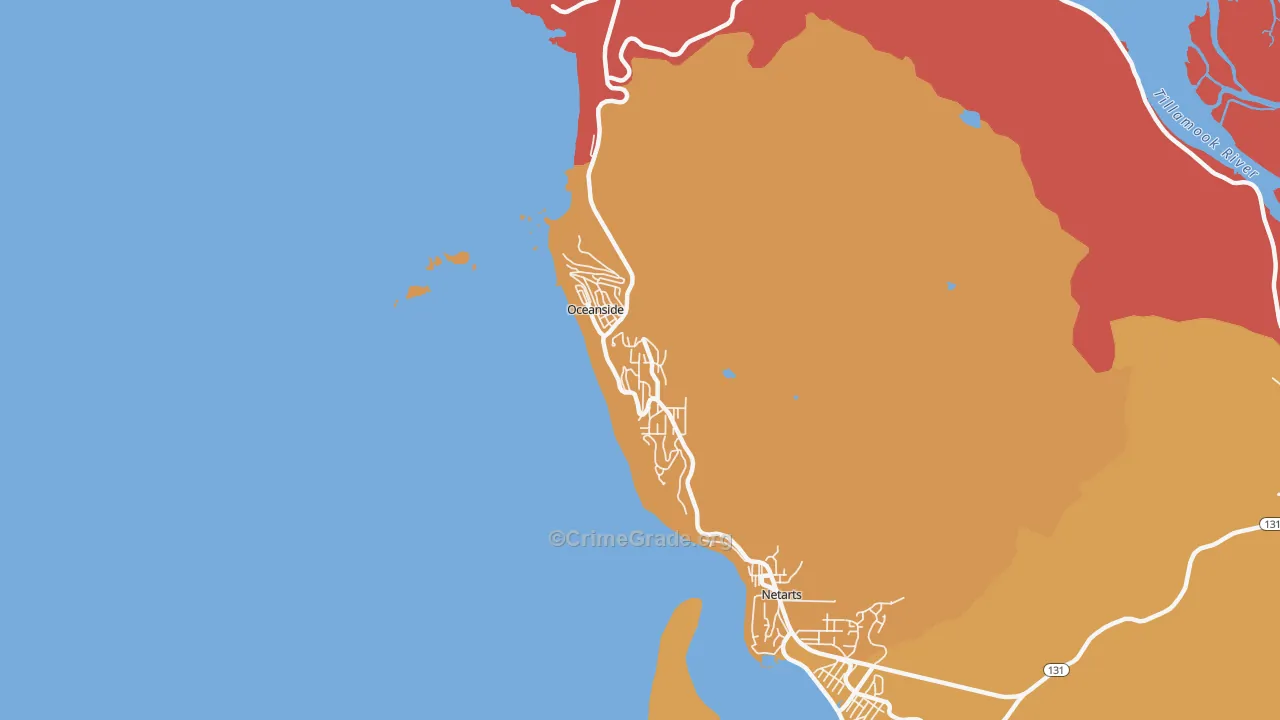 Oceanside, OR Map of Robbery Rates