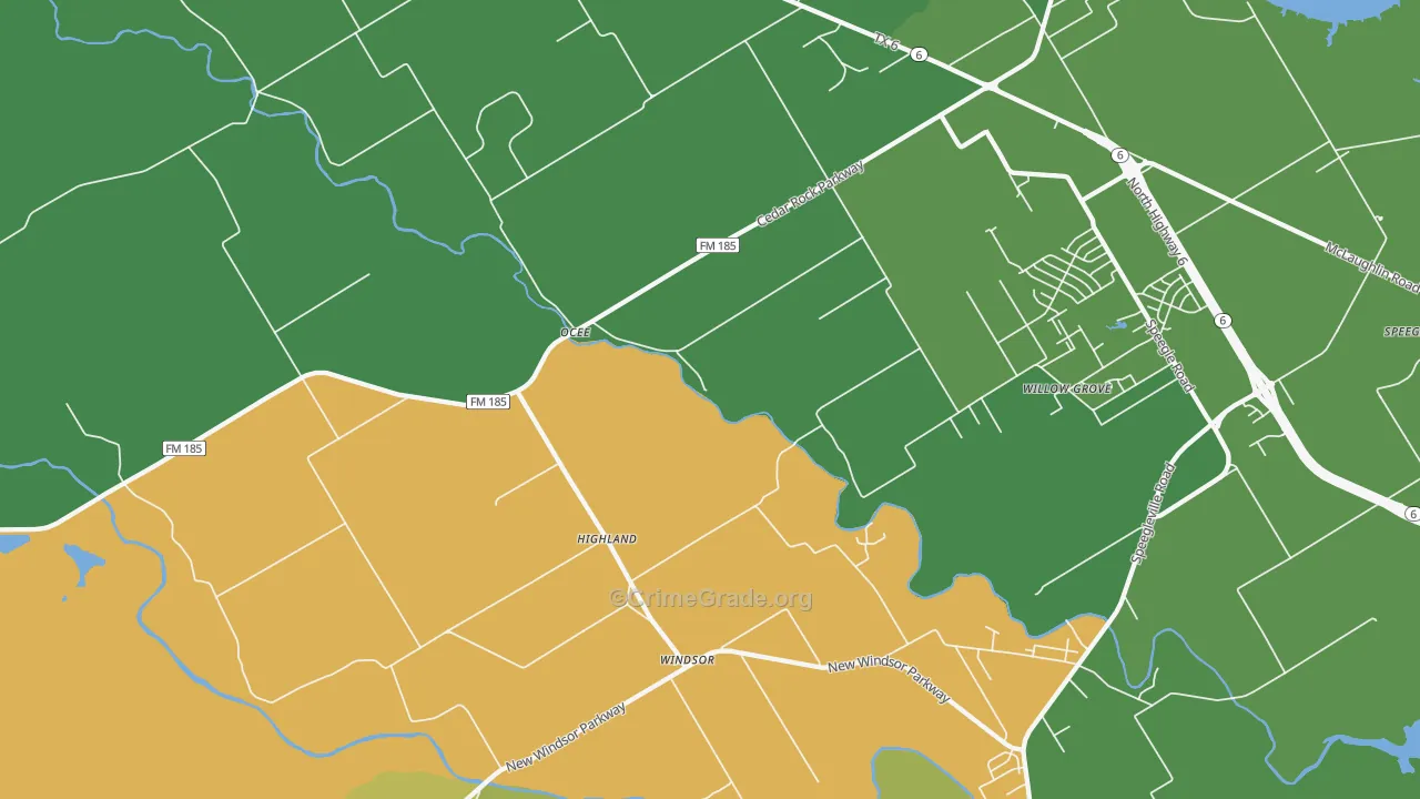 Ocee, TX Map of Robbery Rates