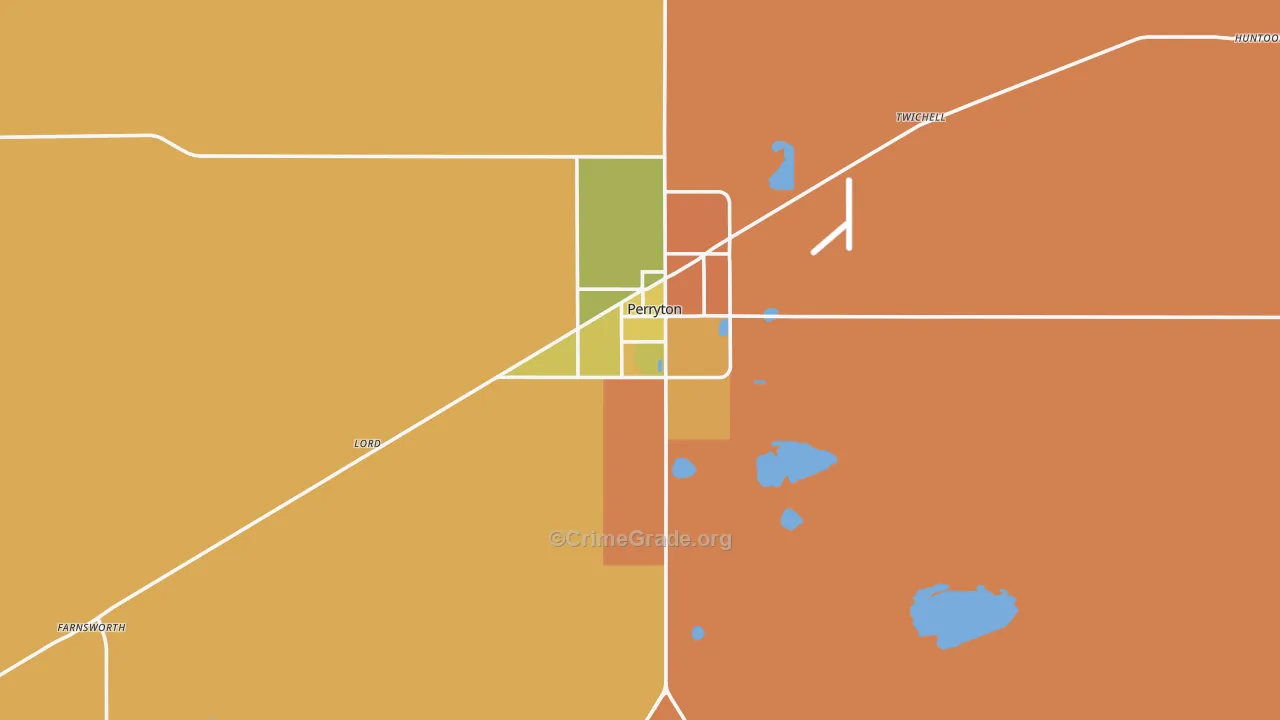 Ochiltree County, TX Map of Robbery Rates