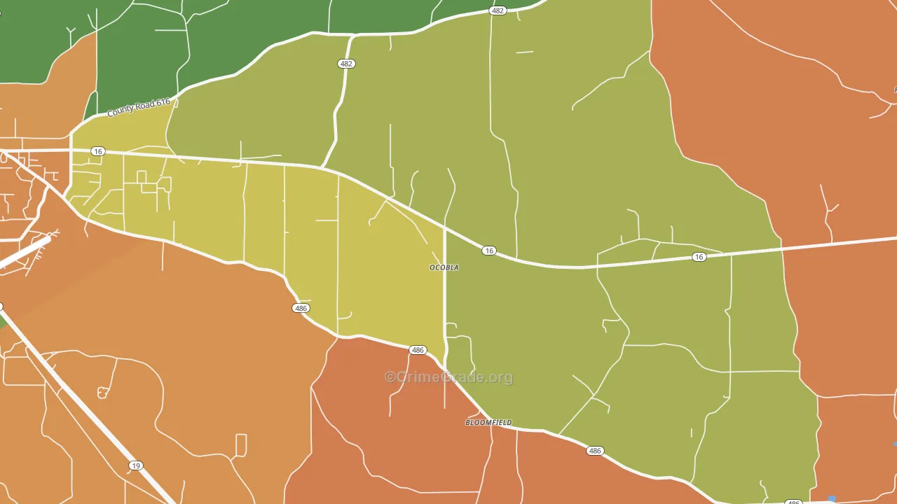 Ocobla, MS Map of Robbery Rates