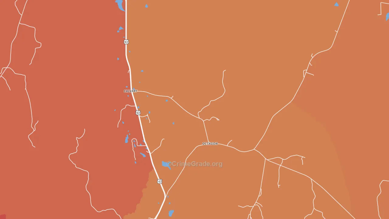 Octagon, AL Map of Robbery Rates