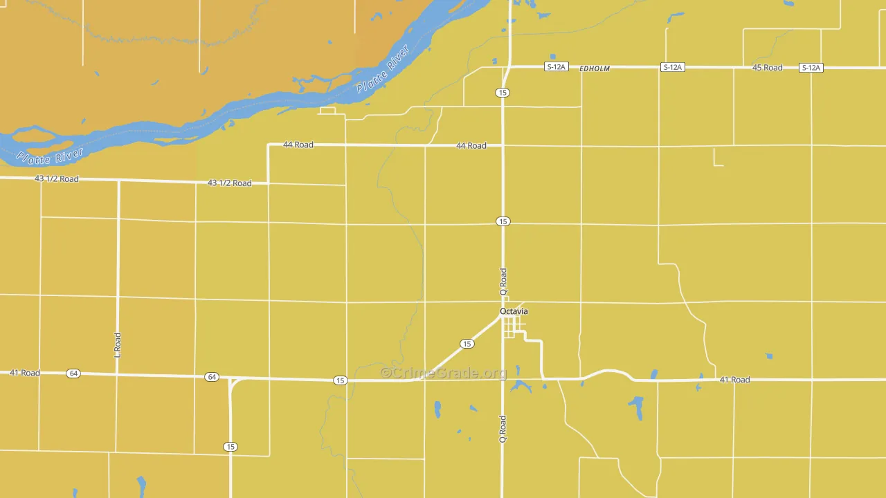 Octavia, NE Map of Robbery Rates
