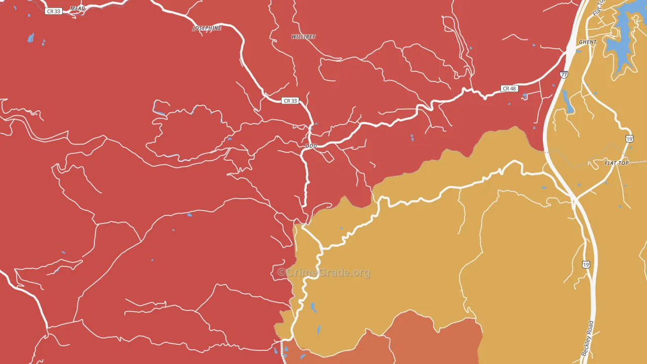 Odd, WV Map of Robbery Rates