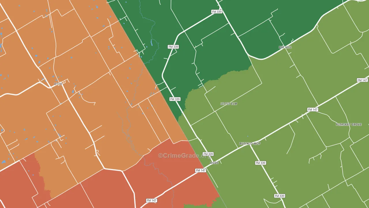 Odds, TX Map of Robbery Rates