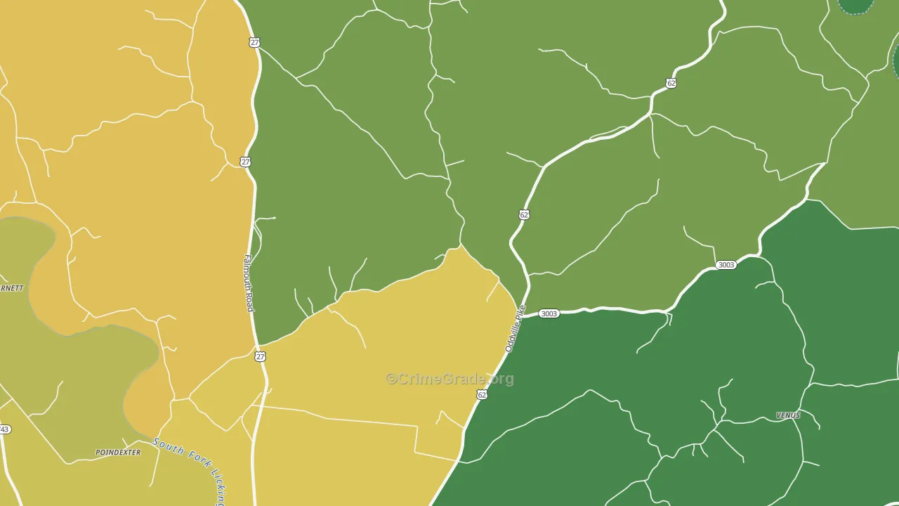 Oddville, KY Map of Robbery Rates