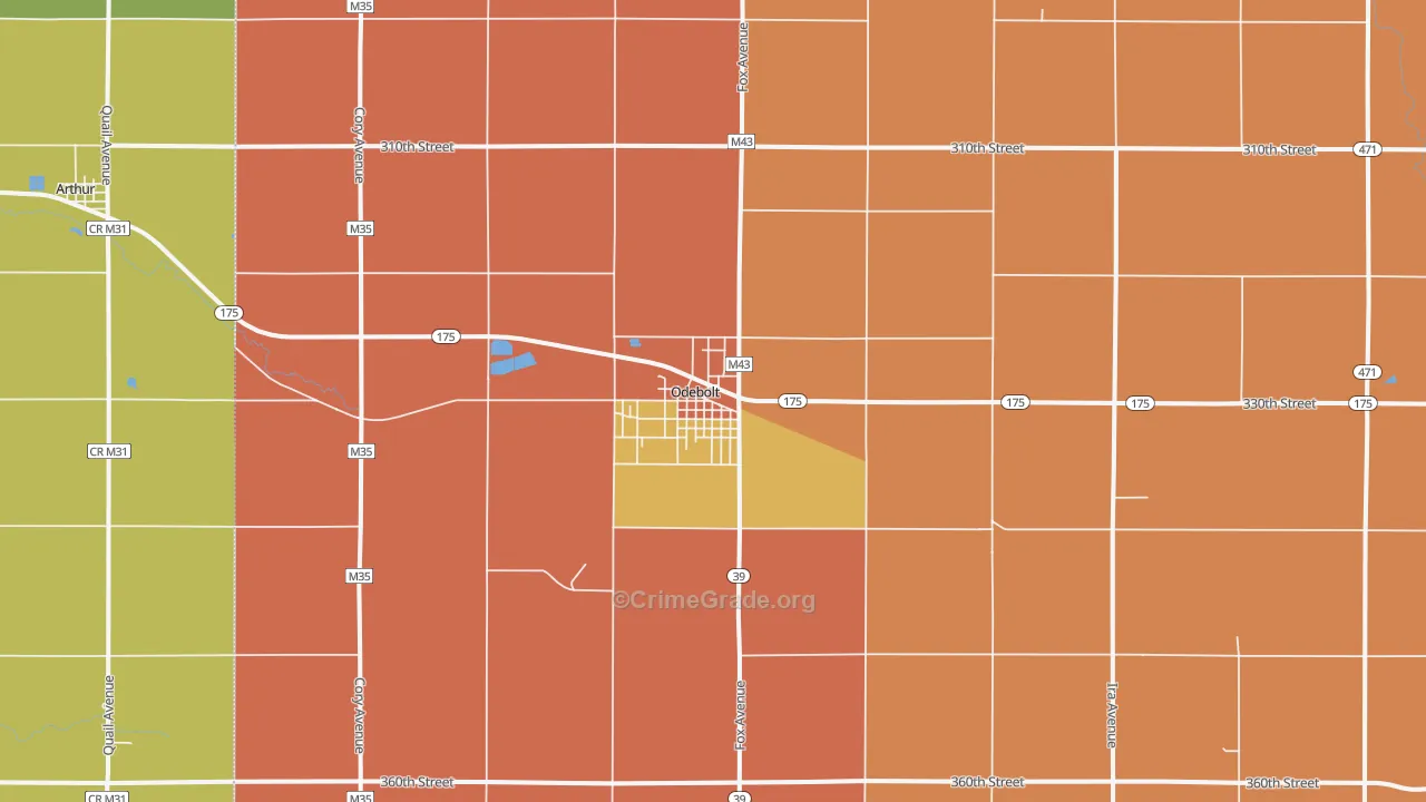 Odebolt, IA Map of Robbery Rates