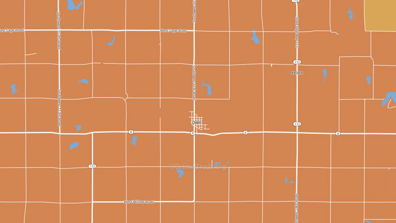 Odell, NE Map of Robbery Rates
