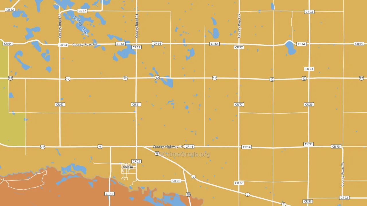 Odessa, MN Map of Robbery Rates