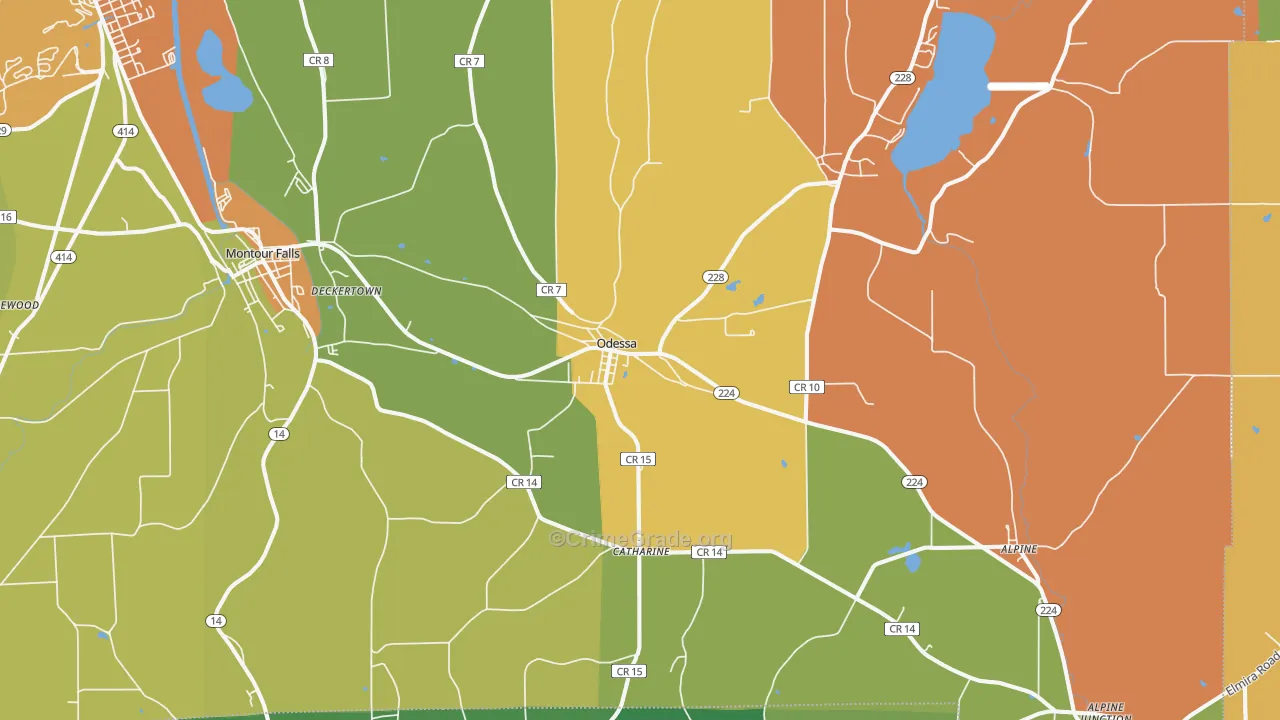 Odessa, NY Map of Robbery Rates