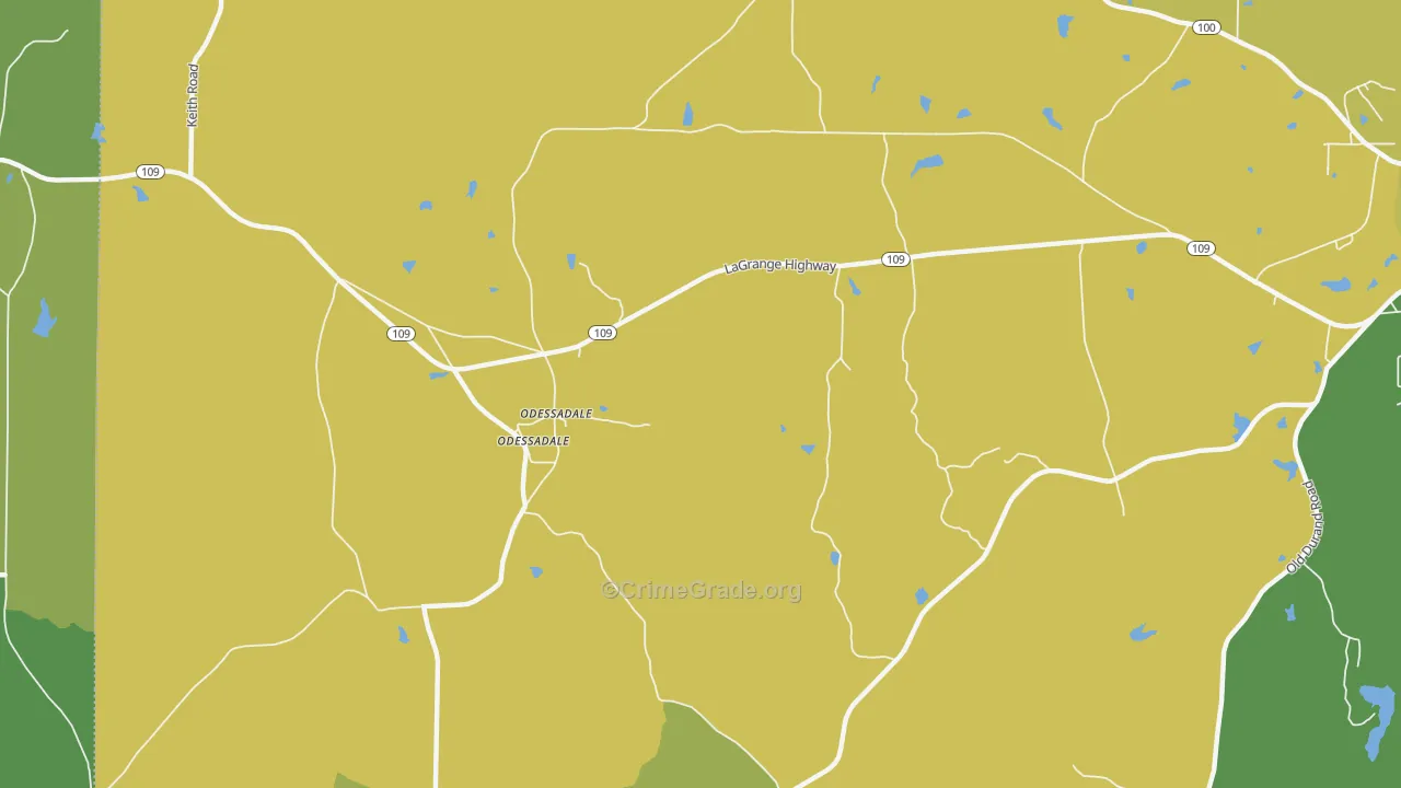 Odessadale, GA Map of Robbery Rates