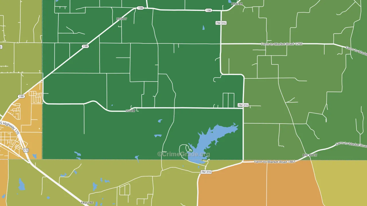 Odom, TX Map of Robbery Rates